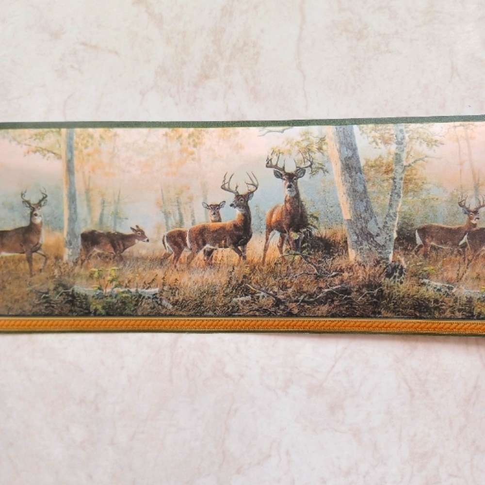 Wallpaper Border Buck in Woods Green Trim